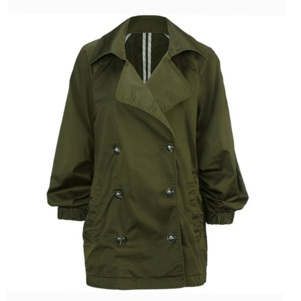 Cabi Expedition Jacket 5478 Olive Green Double Breasted Cotton Blend Womens S